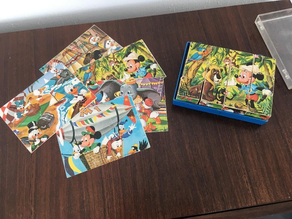 Vintage Disney blokken puzzel., Verzamelen, Disney, Gebruikt, Overige typen, Mickey Mouse, Ophalen of Verzenden