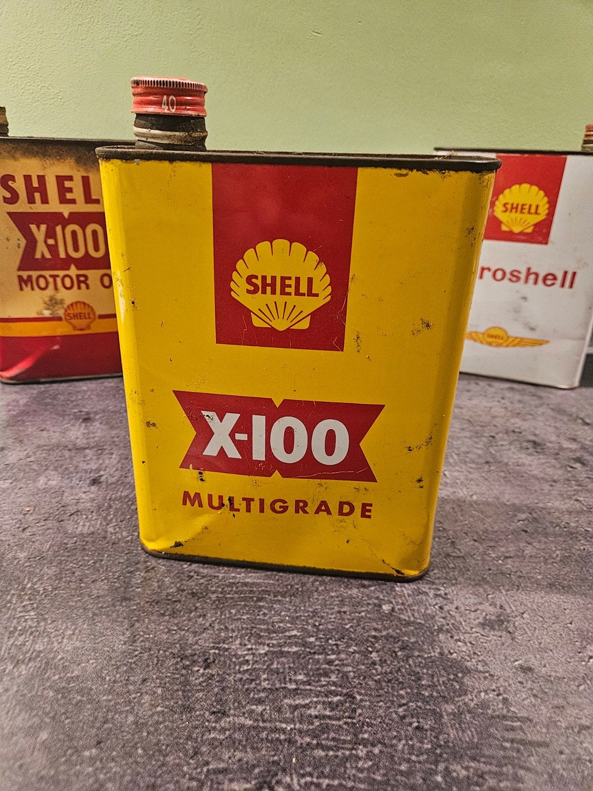 Vintage Shell X-100 Multigrade Olieblik 2L, Verzamelen, Ophalen of Verzenden, Gebruikt, Verpakking