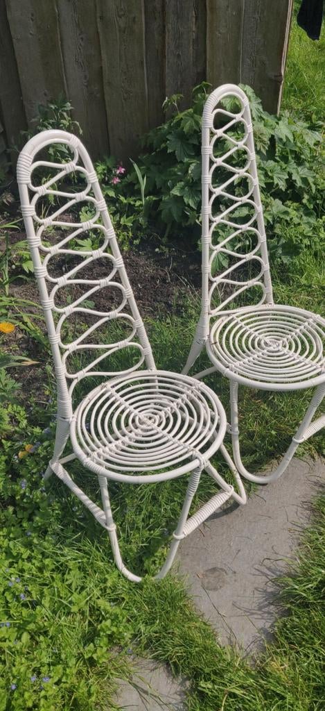 Vintage rotan rattan Teenbeat stoelen Hoekstra, Ophalen, Gebruikt, Twee, Wit