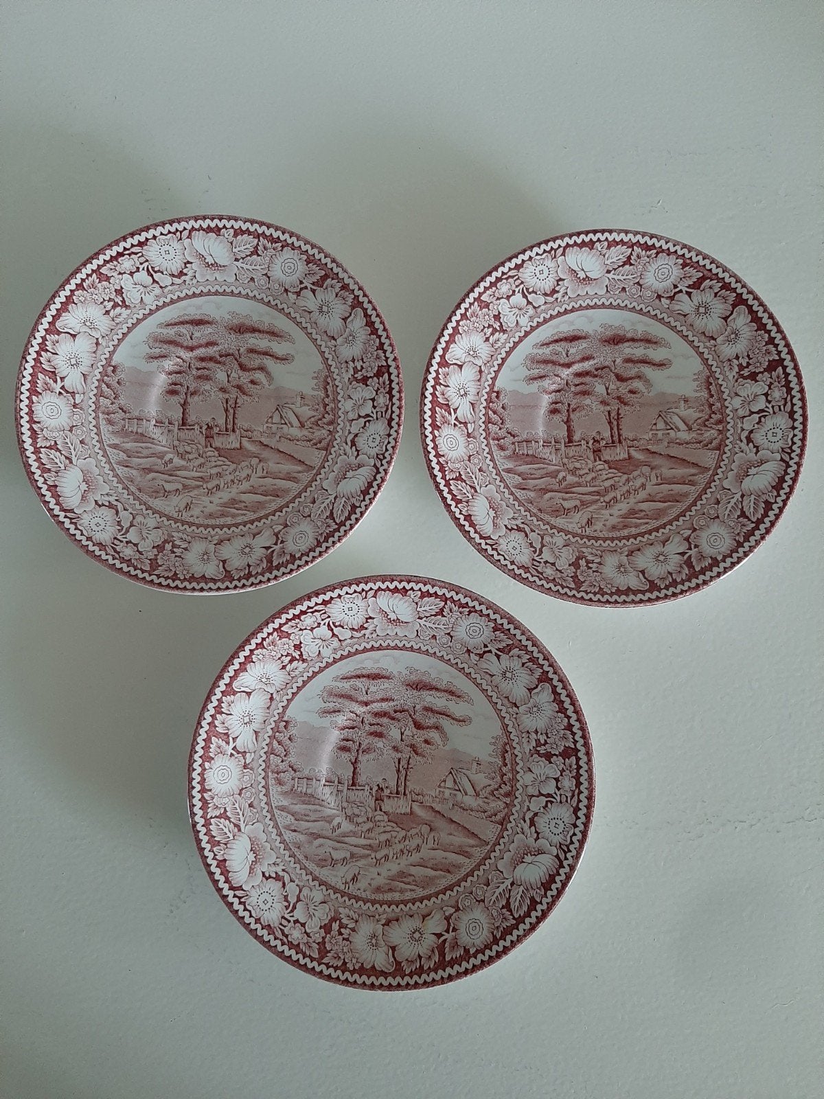 3 Royal Staffordshire 'Rural England' borden, Antiek en Kunst, Ophalen