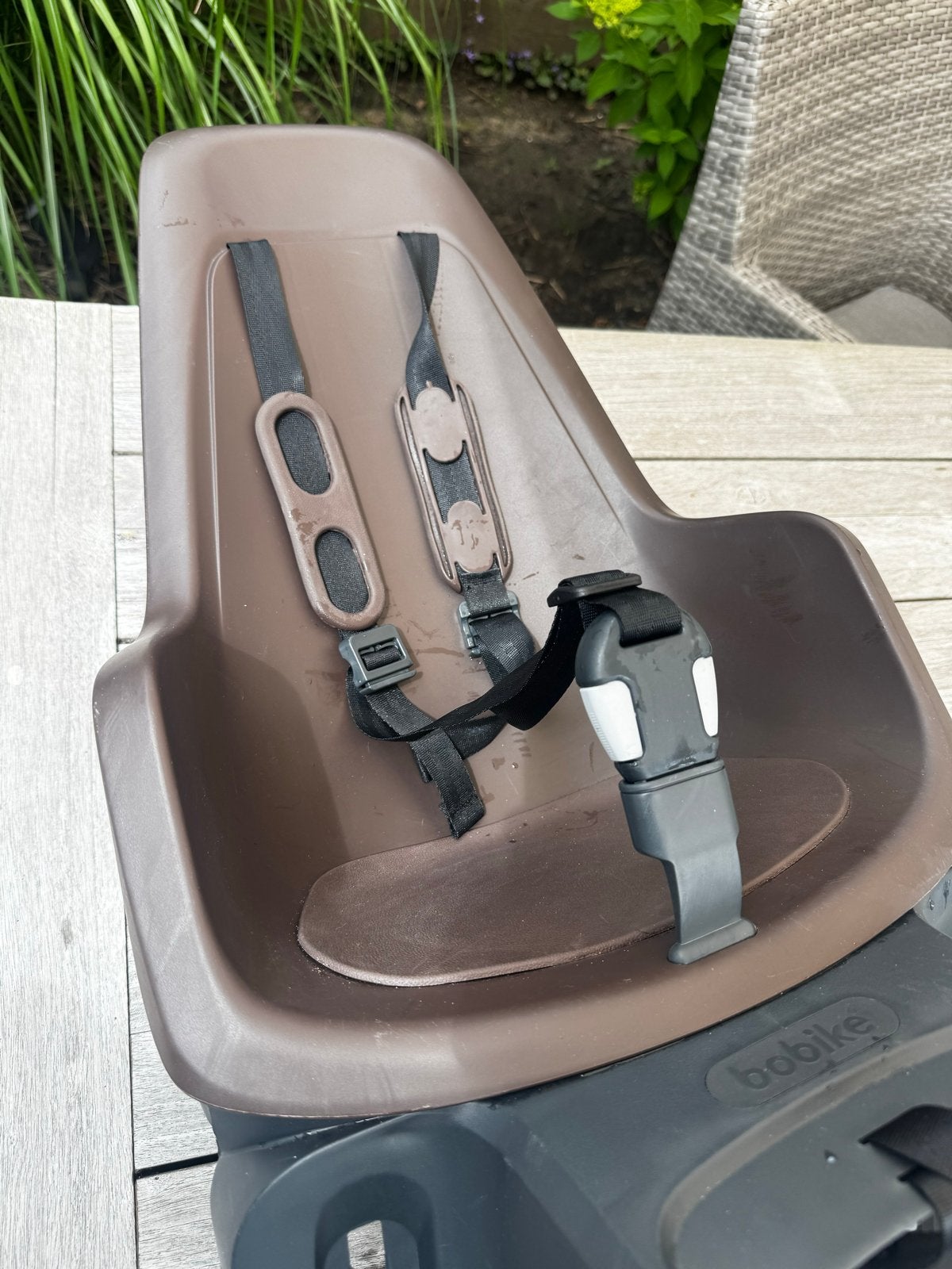 Bobike One Max Achterzitje - Bruin, Fietsen en Brommers, Ophalen, Achterzitje, 9 t/m 36 kg, Gebruikt