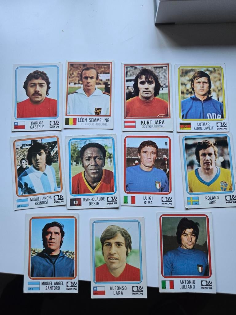 Panini Voetbalplaatjes WK 1974 - Diverse Spelers, Ophalen of Verzenden, Gebruikt, Buitenlandse clubs, Poster, Plaatje of Sticker