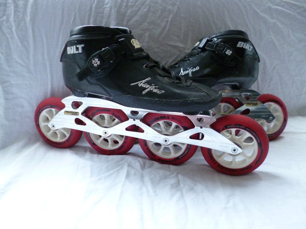 Luigino Bolt / Powerslide double-x 4x110mm., Ophalen of Verzenden, Zo goed als nieuw, Inline skates 4 wielen, Powerslide