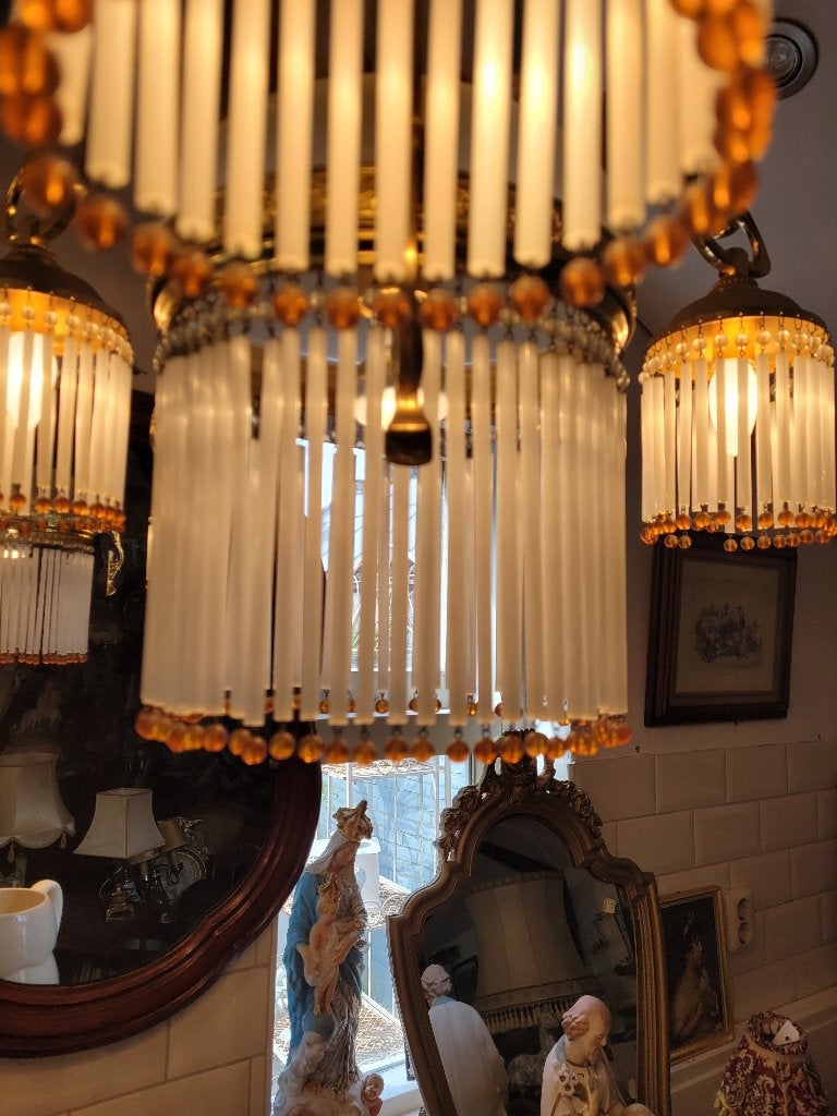 Grote zeer oude massief koperen plafondlamp, Ophalen