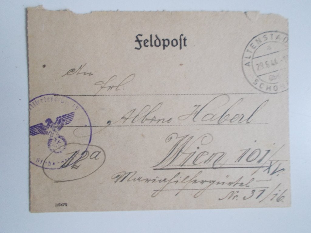 Duitse Rijk Veldpostbrief Flakartillerieschule IV Altenstadt, Ophalen, Brief