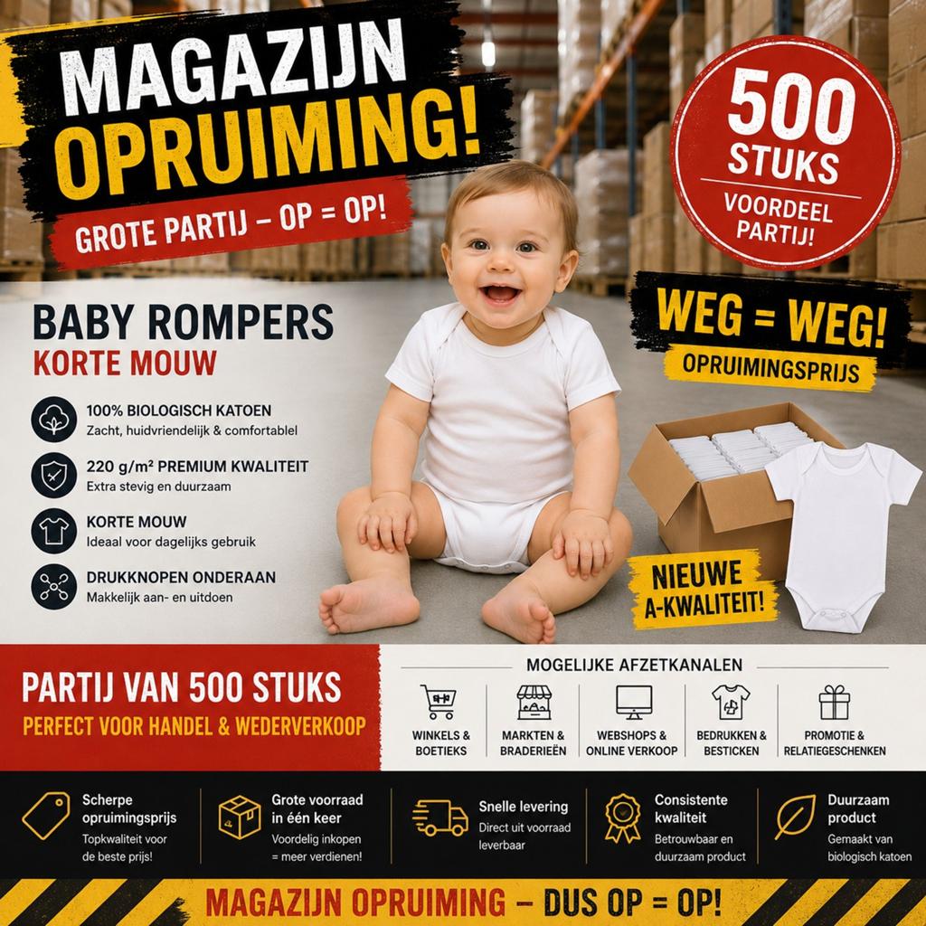 Baby Rompers Korte Mouw Bio Katoen Partijhandel, Ophalen of Verzenden, Winkel, Super of Benzinepomp, Zegels, Bonnen of Punten