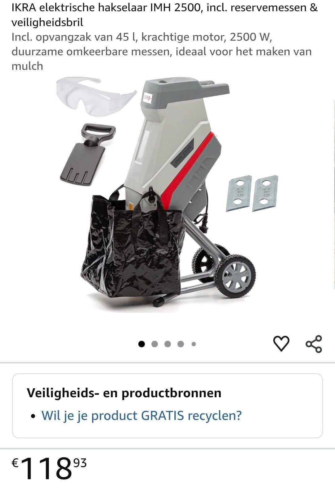 Hakselaar Nieuw, Ophalen, IKRA, Nieuw, Met opvangzak