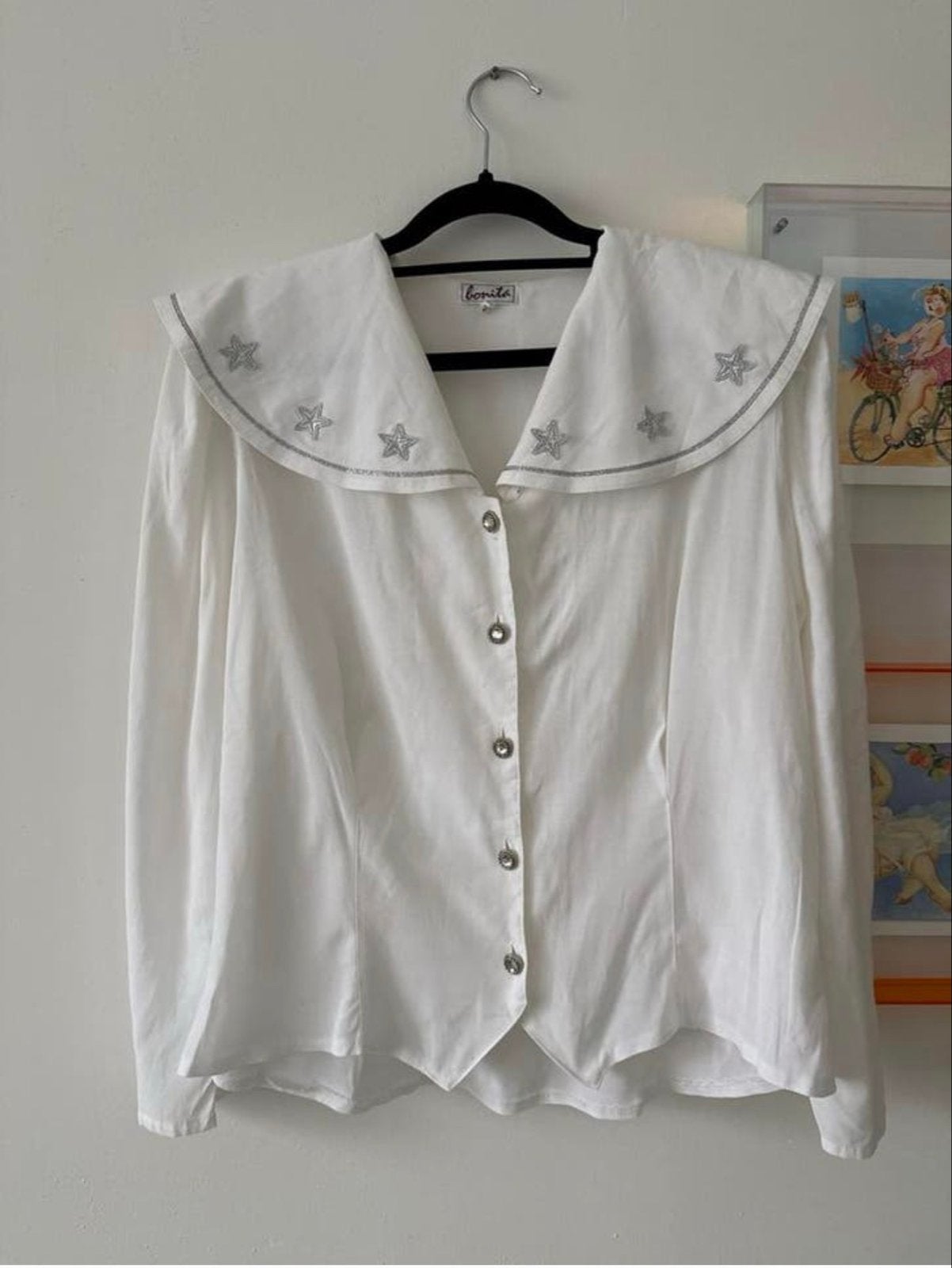 Witte vintage Bonita blouse, maat 42 (M), Fabienne Chapot st, Ophalen of Verzenden, Zo goed als nieuw, Maat 38/40 (M), Wit
