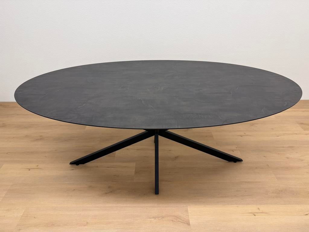 Ovale eettafel HPL Italian Stone 210x115 - Direct Leverbaar, 100 tot 150 cm, 200 cm of meer, Ophalen of Verzenden, Zo goed als nieuw
