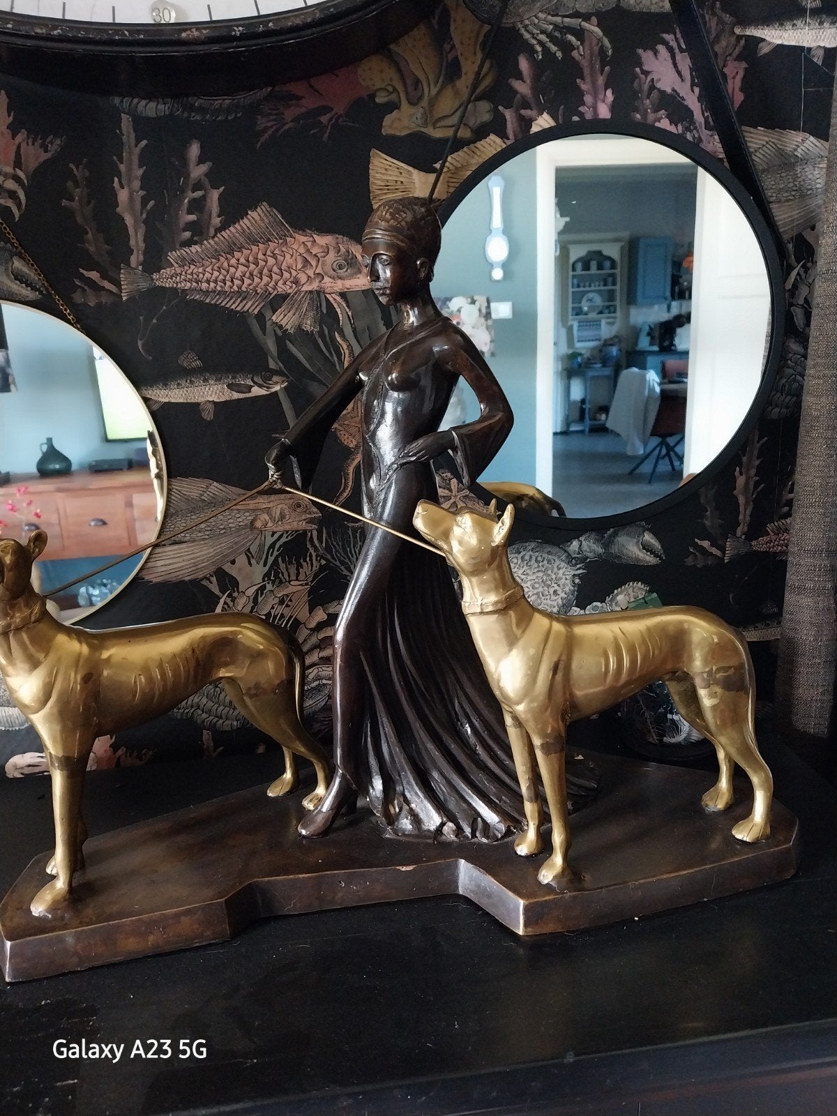 Art Nouveau Beeld: Vrouw met Twee Honden, Ophalen of Verzenden