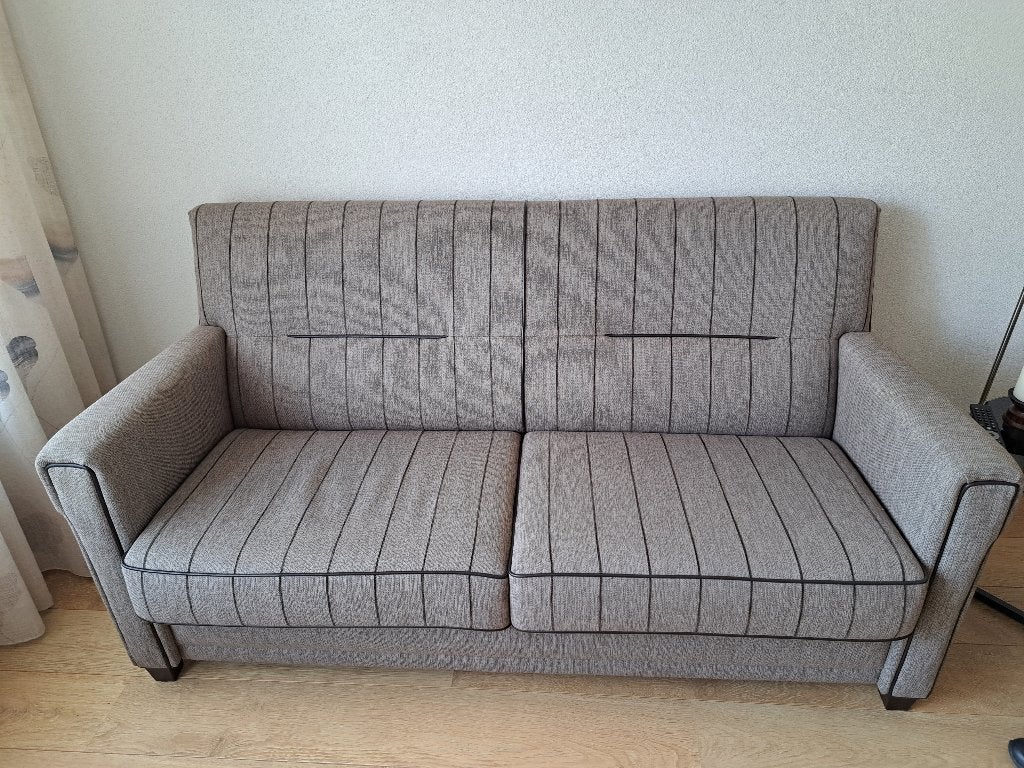 Zitbank met poef, Ophalen, Gebruikt, 125 cm of meer, Stof