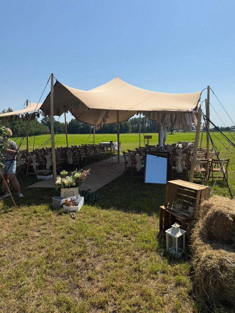 Complete stretchtent huren | Tent + vloer + verlichting, Verzenden, Zo goed als nieuw, Verjaardag
