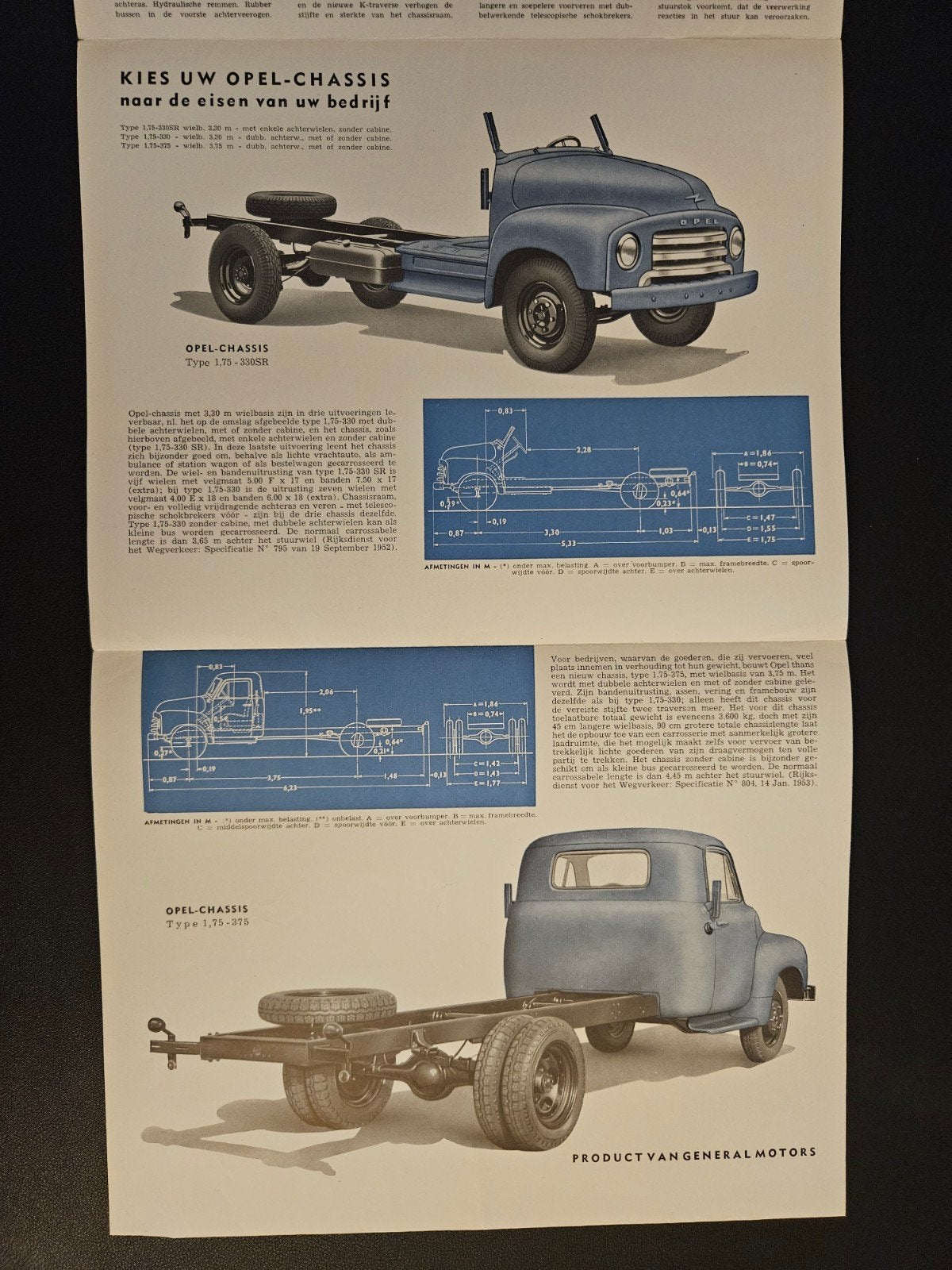 Brochure Opel Blitz Chassis 1,75 1953, Boeken, Ophalen of Verzenden, Zo goed als nieuw, Opel
