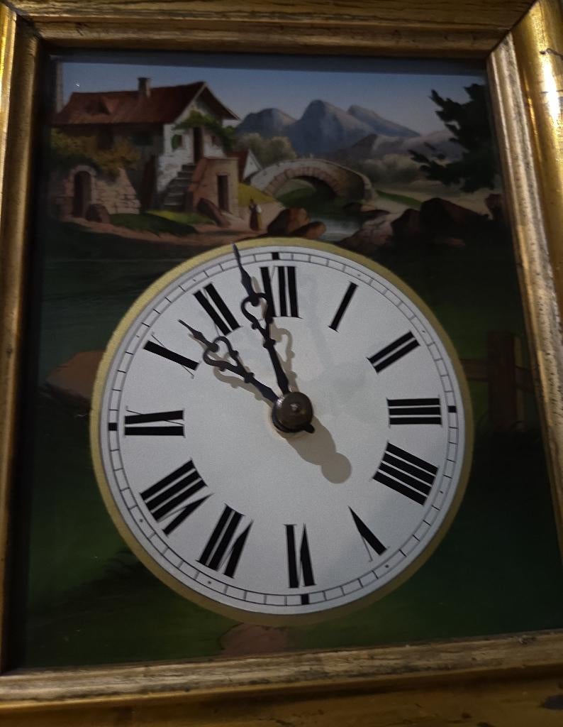 antieke Duitse Schwarzwälder schilderijklok, Antiek en Kunst, Ophalen