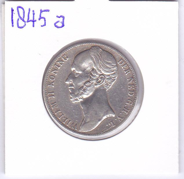 1 gulden 1845 a Willem 2 voor 59 euro., 1 gulden, Zilver, Ophalen of Verzenden, Losse munt