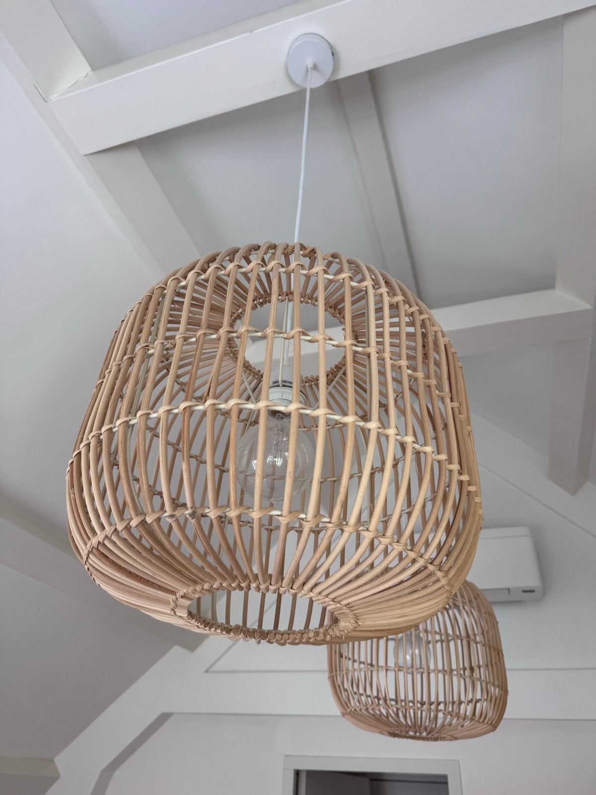 2 x Rotan Hanglampen model Wever - Karwei Stijl, Ophalen, Overige materialen, Bohemian, Zo goed als nieuw