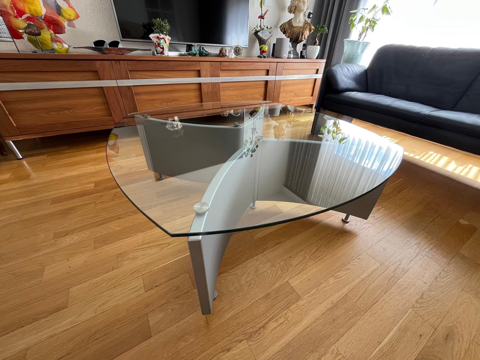Te koop leolux salon tafel, Ophalen, Gebruikt, Glas, 100 tot 150 cm