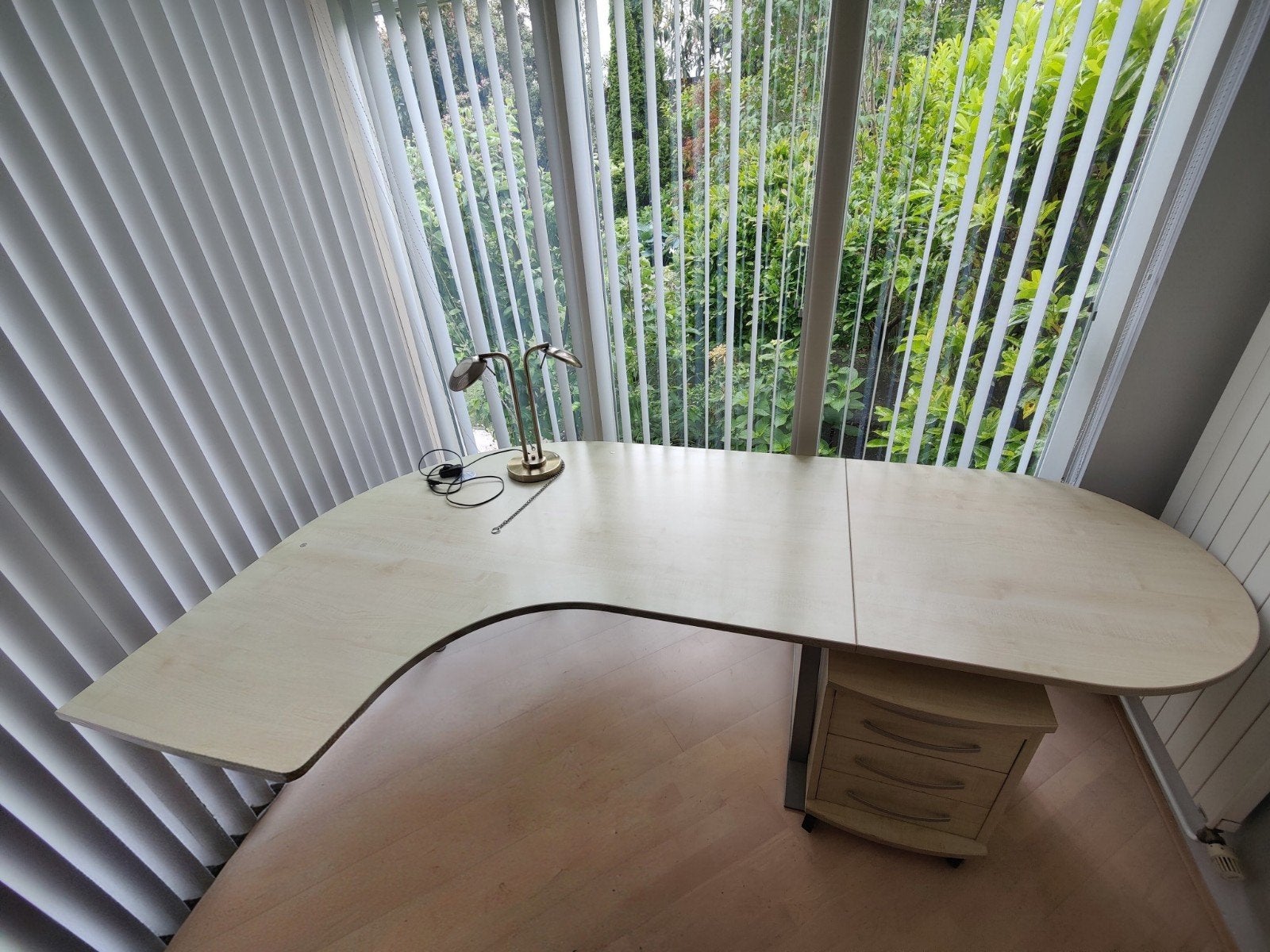 Prachtige hoek bureau met kast en ladekast, Ophalen, Zo goed als nieuw, Bureau-kast combinatie