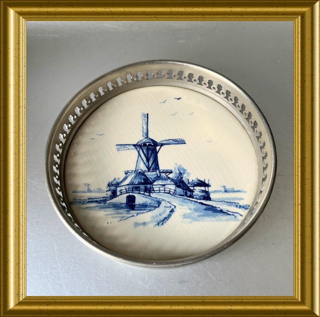 Onderzetter voor fles/karaf: Westraven,  Kurz edeltin, molen, Antiek en Kunst, Ophalen of Verzenden