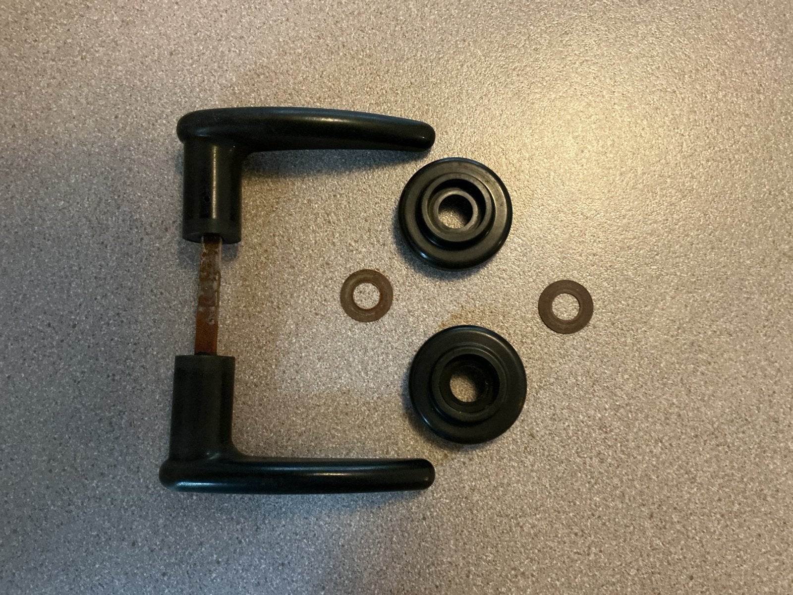 Bakeliet deurklink set, Ophalen of Verzenden, Gebruikt, Overige materialen, Klink of Kruk