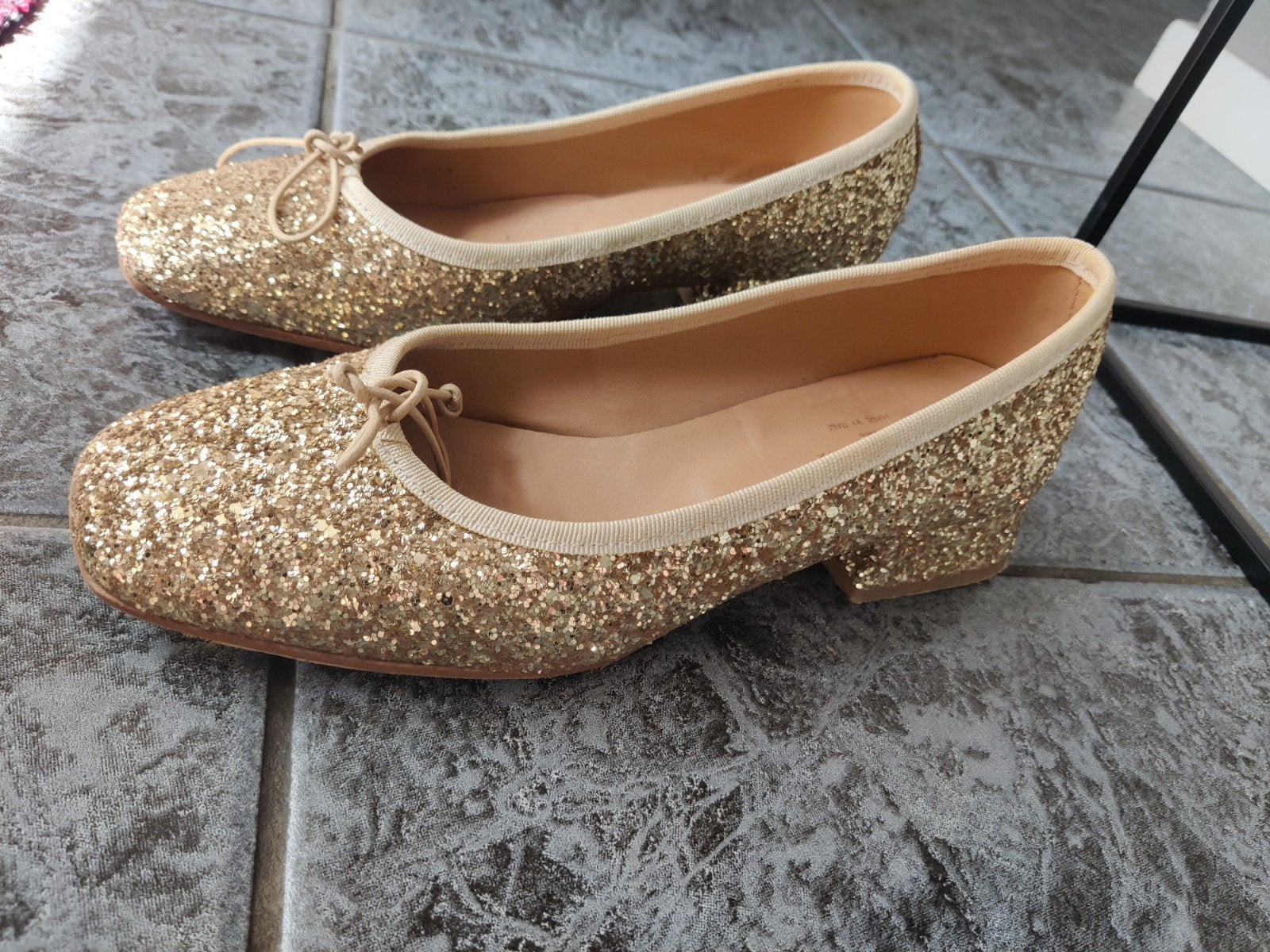 Minelli Gouden Glitter Ballerina's Maat 38, Overige kleuren, Zo goed als nieuw, Minelli, Ballerina's