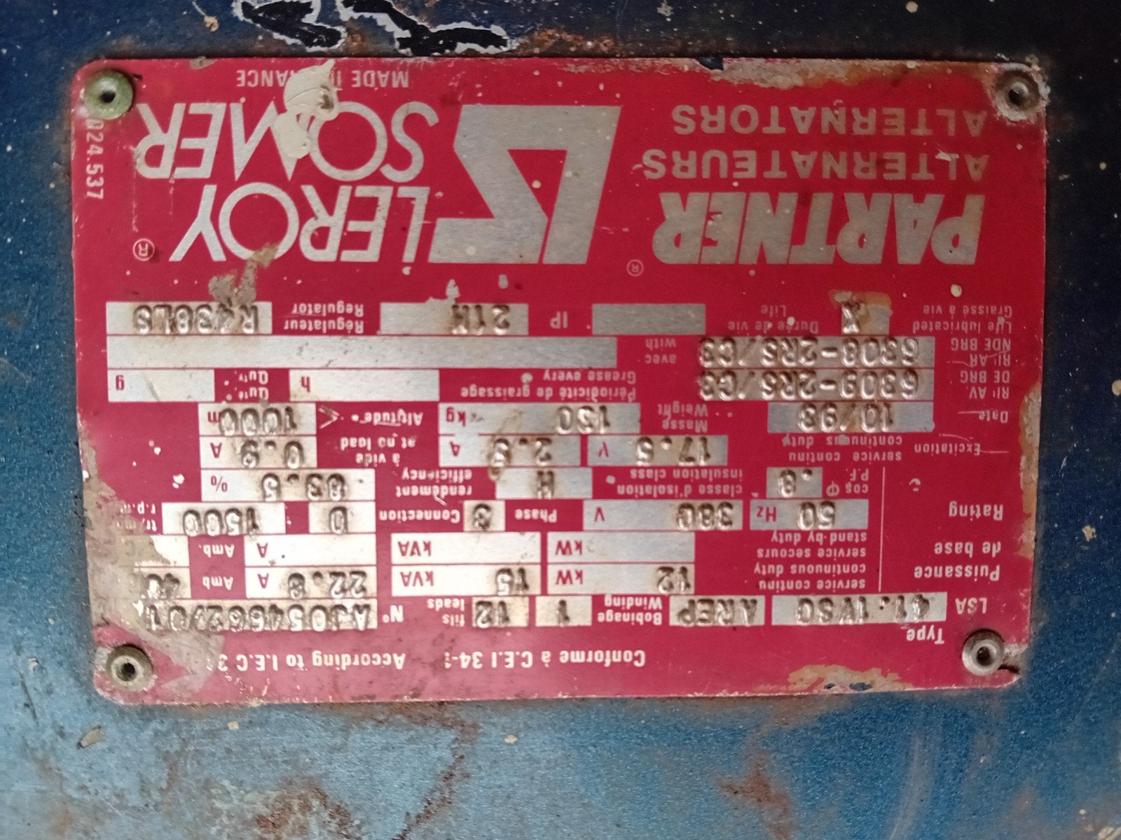 15 kva generator leroy somer, ., Ophalen of Verzenden, ., Motor en Techniek