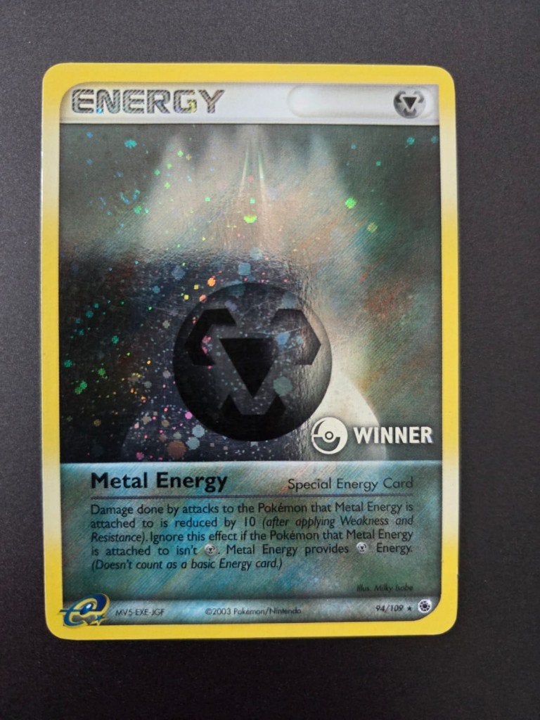 pokemon  promo metal energy holo winner stamped, Ophalen of Verzenden, Zo goed als nieuw, Losse kaart, Foil
