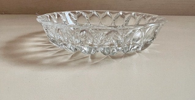 Bonbon schaal geperst Bleikristal transparant glas, Schaal, Rond, Ophalen of Verzenden, Glas
