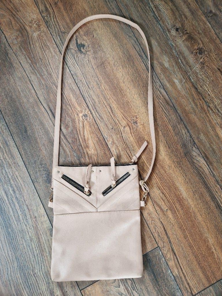 Tas - Beige - Ritsen, Ophalen of Verzenden, Nieuw, Beige, Schoudertasje