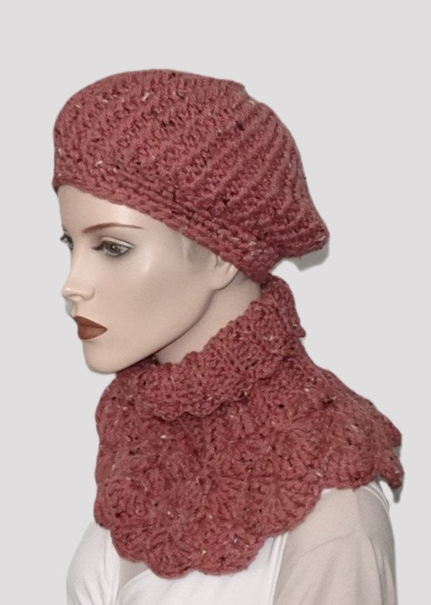 Col met Baret Altrosa, Maat 38/40 (M), Verzenden, Nieuw, Handgemaakt