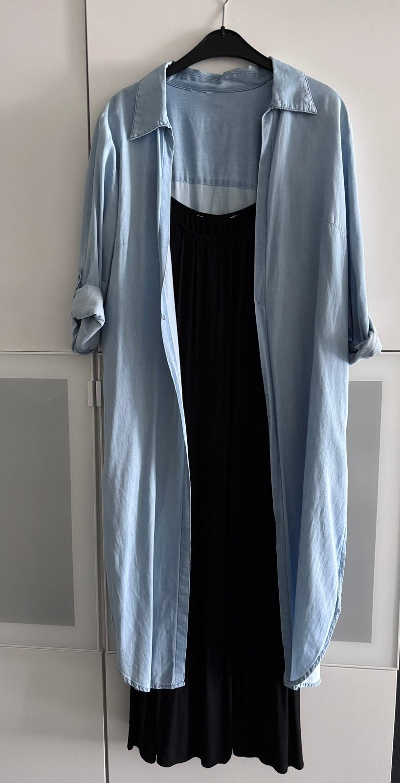 Spijker blouse  + zwarte jurk - maat 40, Maat 38/40 (M), Zwart, Ophalen of Verzenden, Zo goed als nieuw