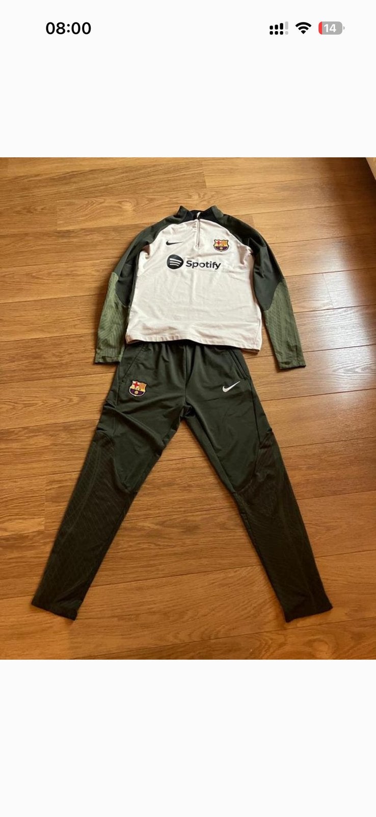 FC Barcelona Trainingspak - top XL en broek L voor kind, Ophalen of Verzenden, Gebruikt, Jongen of Meisje, Sport- of Zwemkleding