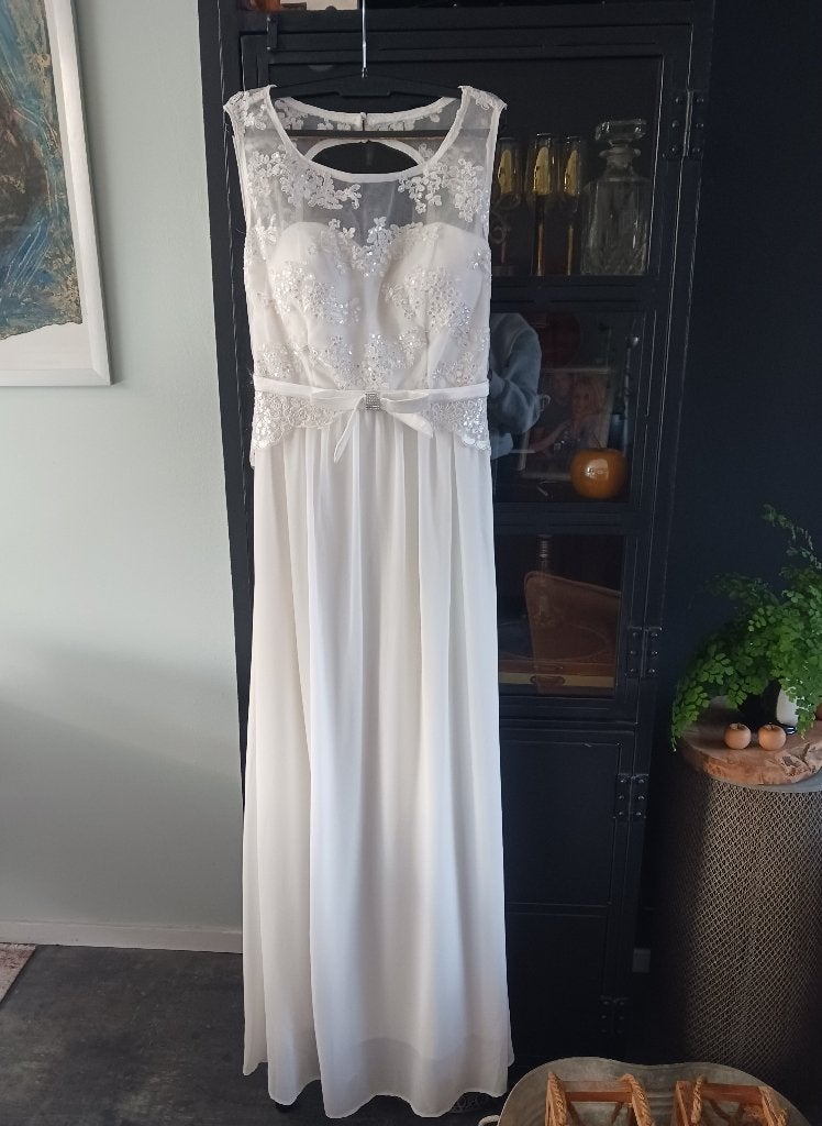 Witte lange (gala) jurk maat L, Kleding | Dames, Jurken, Wit, Maat 42/44 (L), Ophalen of Verzenden, Zo goed als nieuw
