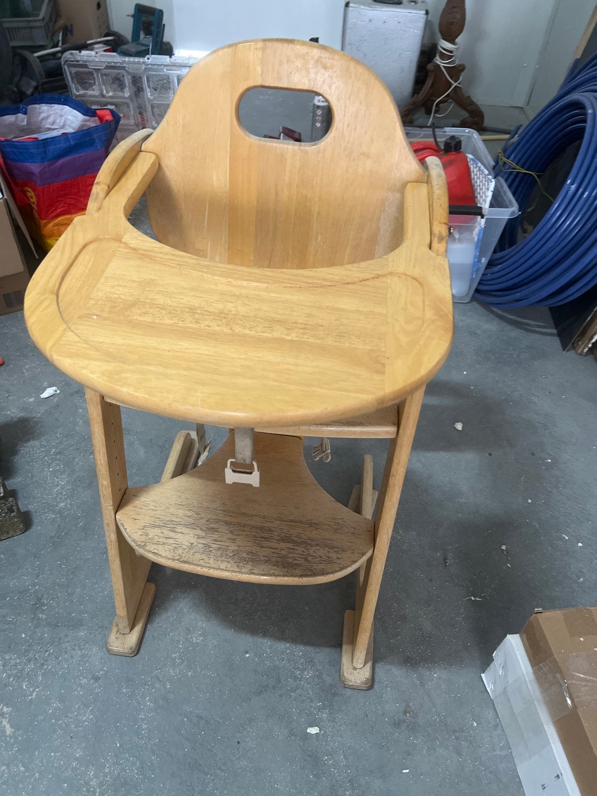 Houten meegroeistoel, verstelbaar, met eetblad, Kinderen en Baby's, Kinderstoelen, Ophalen, Gebruikt, Meegroeistoel, Afneembaar eetblad
