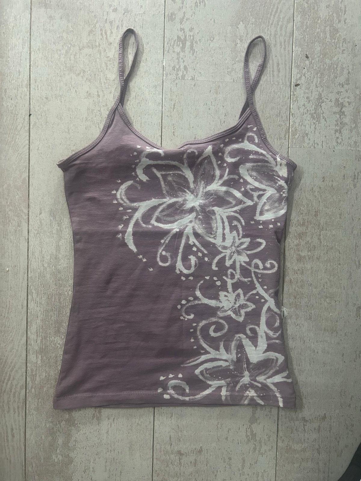 Handgemaakte Lila Cami Top met Bloemen - XS (veel stretch), Kleding | Dames, Tops, Paars, Ophalen of Verzenden, Zonder mouw, Maat 34 (XS) of kleiner