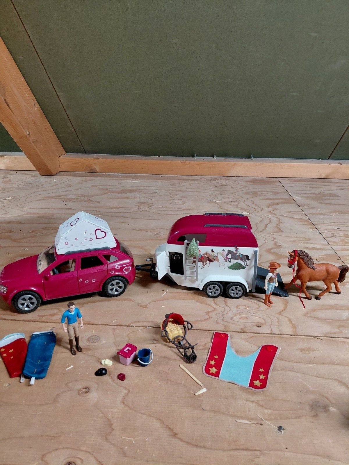 Schleich auto met trailer, Ophalen of Verzenden, Zo goed als nieuw