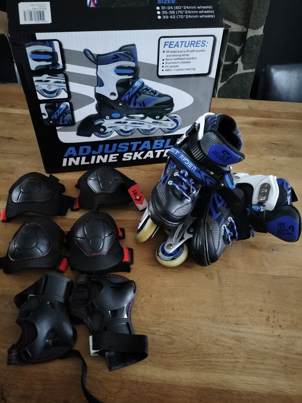 Inline skates verstelbaar blauw, Kinderen, Ophalen of Verzenden, Inline skates 4 wielen, Verstelbaar