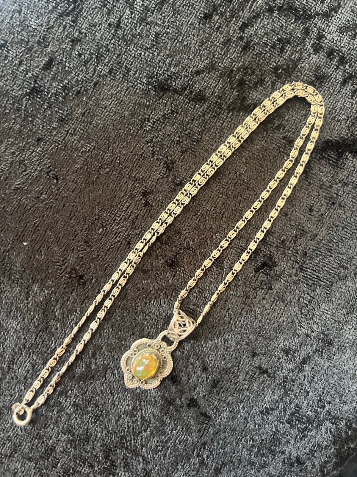 Sterling Zilver 925 Ketting met Opaal Hanger, Ophalen of Verzenden, Gebruikt, Zilver, Met edelsteen