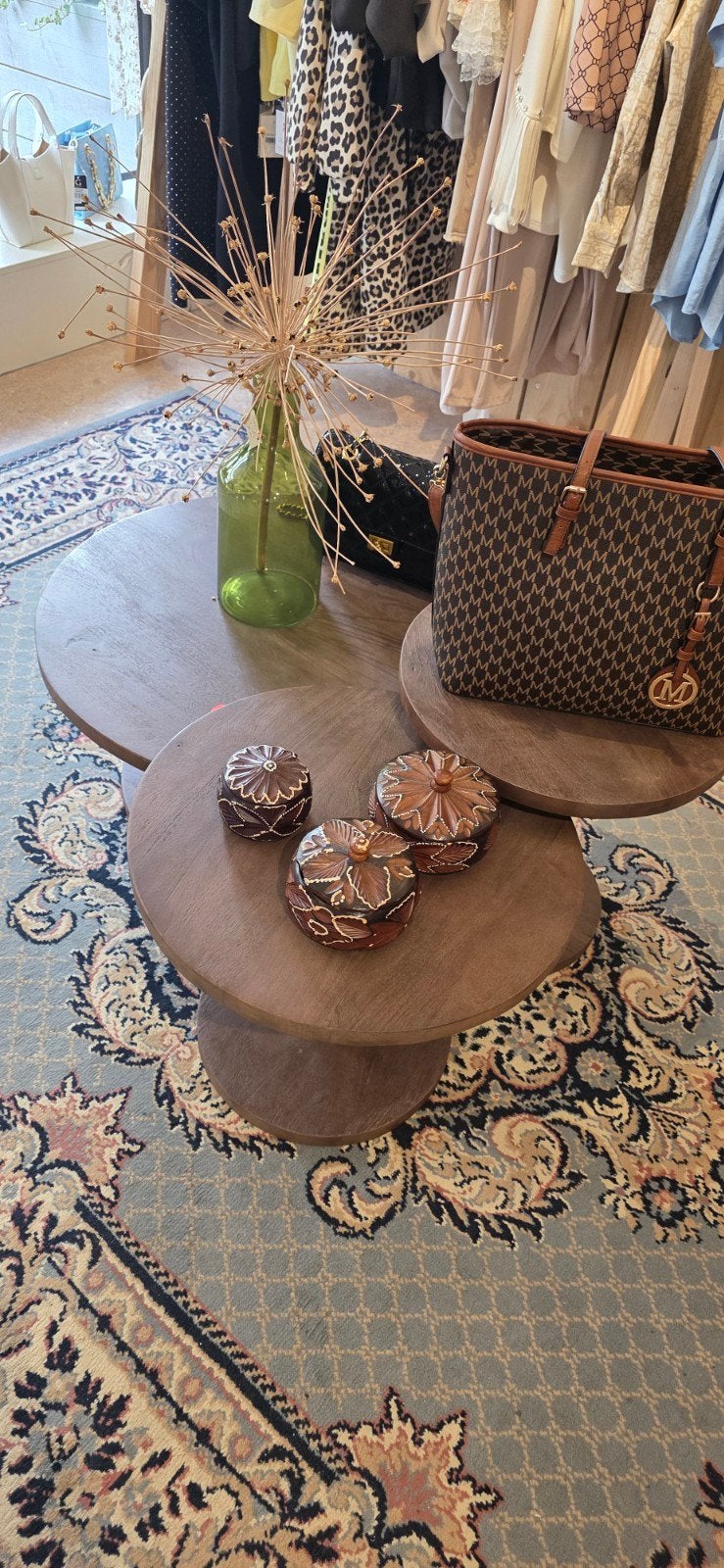 Set van 3 ronde houten salontafels NIEUW, Huis en Inrichting, Kasten | Overige, Ophalen
