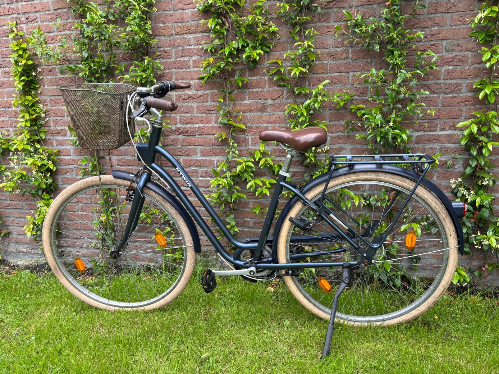 Stadsfiets Elops 520 blauw (Decathlon), Ophalen, Gebruikt, Overige merken, Versnellingen