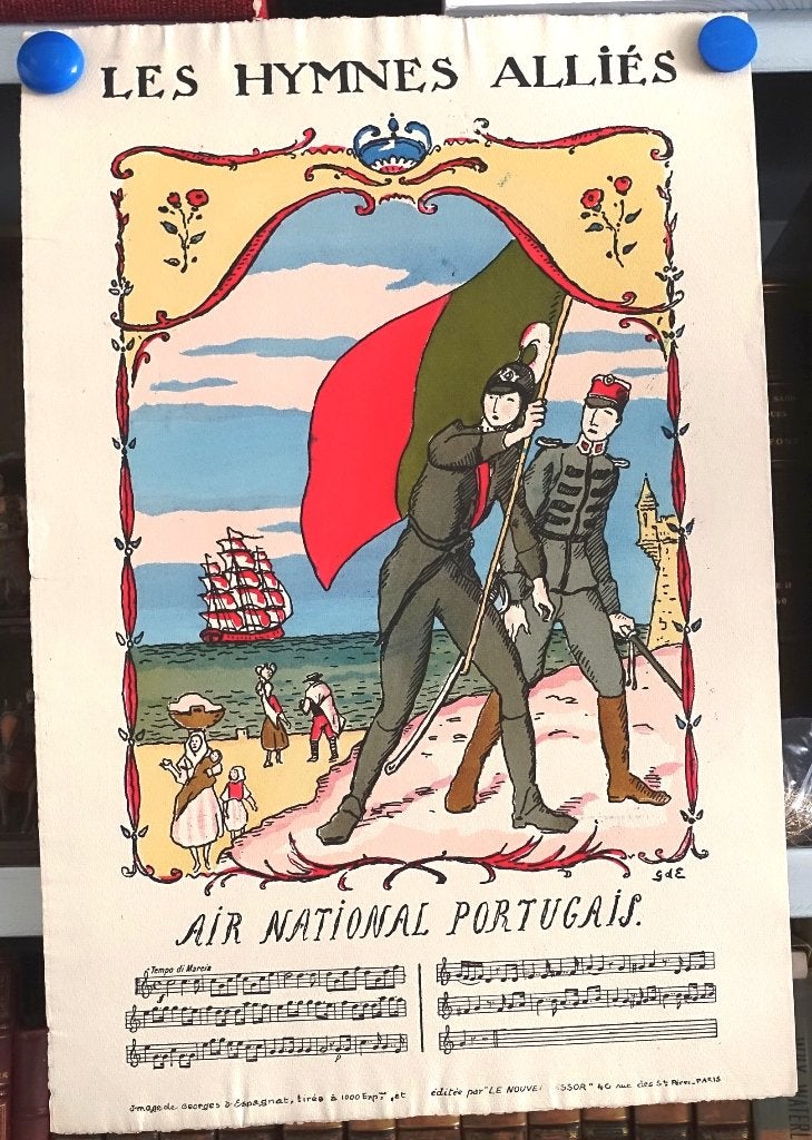 Les Hymnes Alliés Air National Portugais 1916 1/1000 ex WO I, Antiek en Kunst, Ophalen of Verzenden