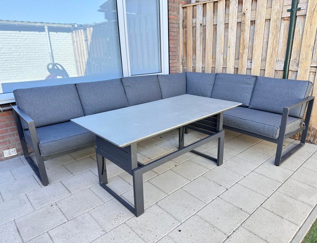 JYSK  Loungeset VONGE 6 persoons zwart, Ophalen, 6 zitplaatsen, Aluminium, Zo goed als nieuw