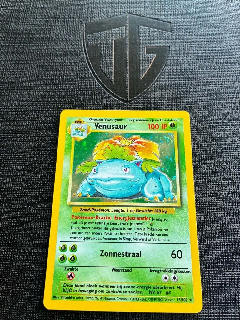 Venusaur - Base set 1 | Pokémonkaart, Ophalen of Verzenden, Zo goed als nieuw, Losse kaart, Foil