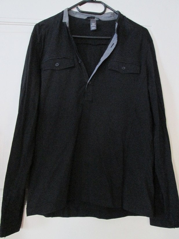 Zwarte heren shirt met lange mouw en grijze kraag., Ophalen of Verzenden, Nieuw, Maat 48/50 (M), Zwart