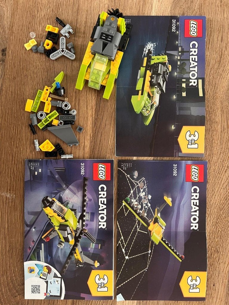 Lego Creator 3-in-1 helikopter-powerboot-zweefvliegtuig, Ophalen, Lego, Zo goed als nieuw, Inclusief accessoires