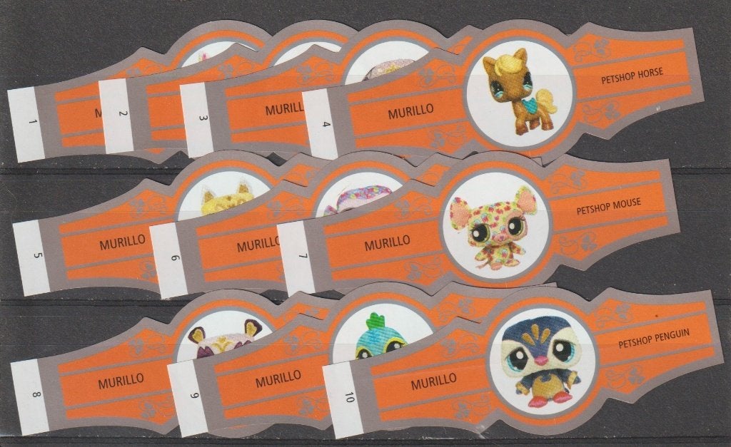 reeks 1584 petshop 1-10 sigarenbanden, Ophalen of Verzenden, Zo goed als nieuw, Sigarenbandjes