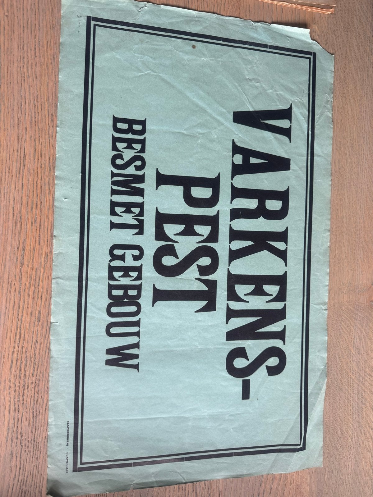 Vintage waarschuwingsposters: Varkenspest, Rotkreupel, Mond-, Ophalen of Verzenden, Overige figuren, Gebruikt, Plaatje, Poster of Sticker