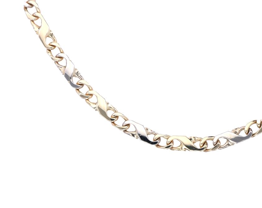 Prachtige Gouden Bicolor Armband Fantasieschakel 14 KRT, Sieraden, Tassen en Uiterlijk, Armbanden, Ophalen of Verzenden, Zo goed als nieuw