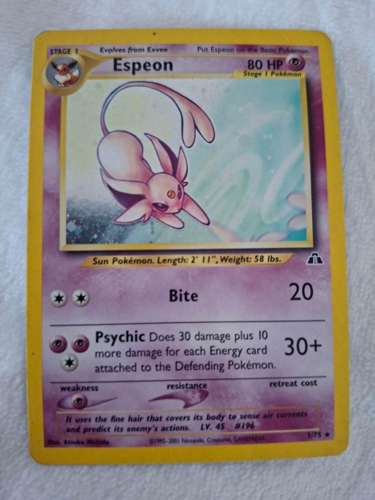 Espeon pokemon kaart., Ophalen