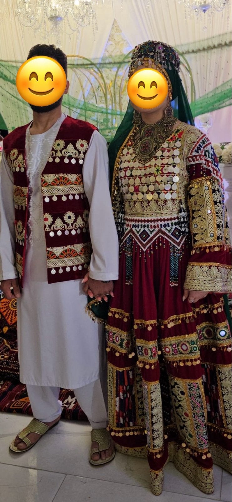 Traditionele Afghaanse trouwkleding set (man en vrouw), Ophalen, Zo goed als nieuw, Rood, Trouwjurk